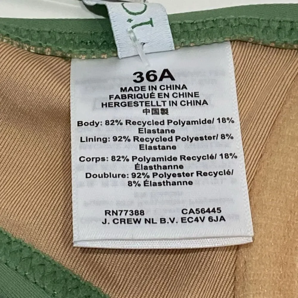 J Crew Balconette Underwire Bikini Top Size 36A Rustic Willow Green BX612 Beach - Picture 8 of 8